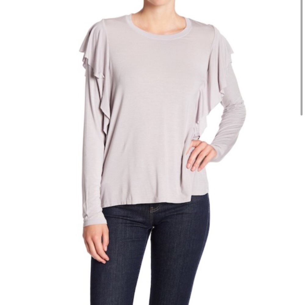 Michael Stars Ruffle Crew Neck Shirt